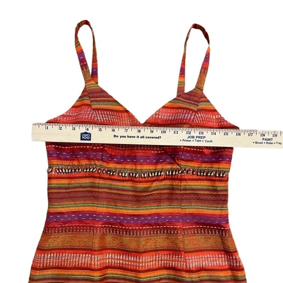 Peruvian Textile Women’s Stripy Multi Colored Woven Knit Sweetheart Dress - Picture 10 of 10
